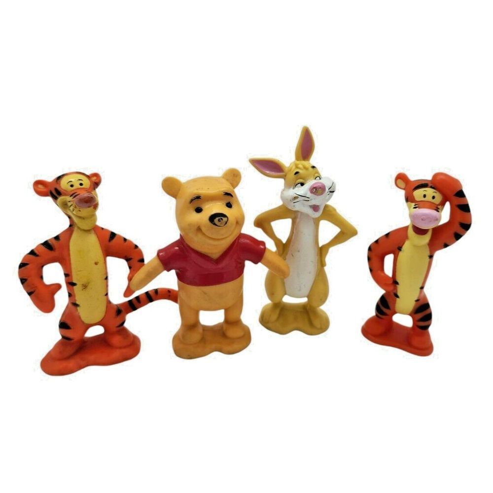 Disney Winnie the Pooh Rabbit Tigger PVC Toy Figures‎ Vintage Lot of 4